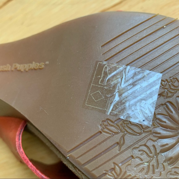 Hush Puppies Leather Burnt Orange Wedge Sandals - Picture 4 of 6